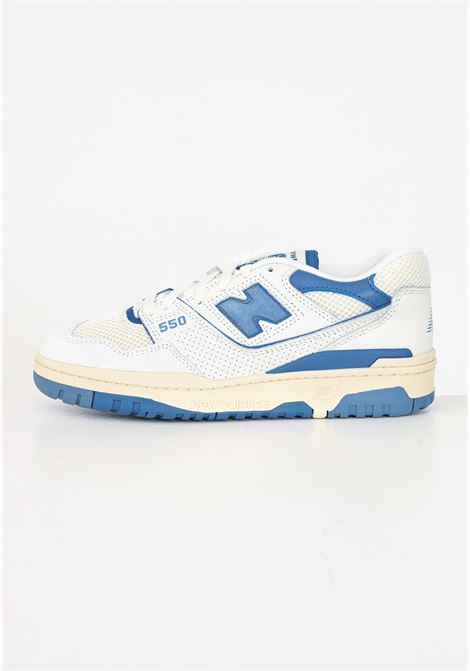 Cream 550 sneakers for men and women with light blue details NEW BALANCE | BB550CPD.